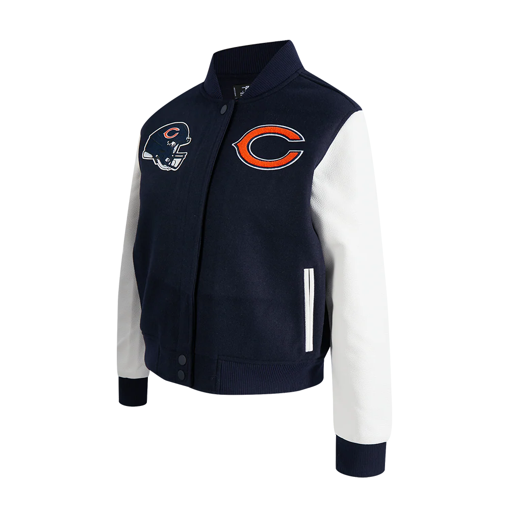 NFL CHICAGO BEARS CLASSIC WOMEN'S WOOL VARSITY JACKET (MIDNIGHT NAVY/WHITE) - Image 4