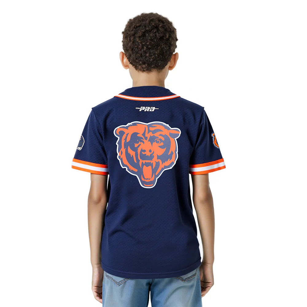 NFL CHICAGO BEARS CLASSIC LITTLE BOYS MESH BUTTON DOWN SHIRT (MIDNIGHT NAVY/ORANGE) - Image 2