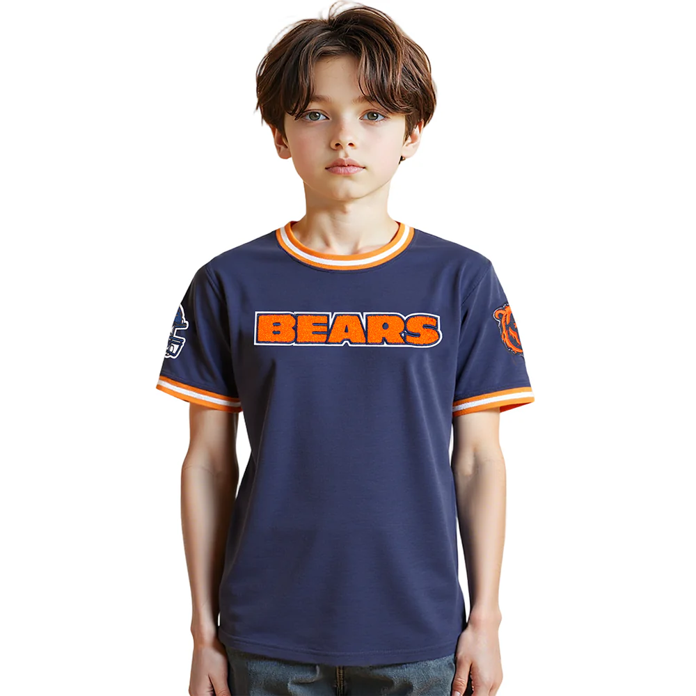 NFL CHICAGO BEARS CLASSIC LITTLE BOYS SHORT SLEEVE STRIPED RIB TEE (MIDNIGHT NAVY/ORANGE) - Image 8