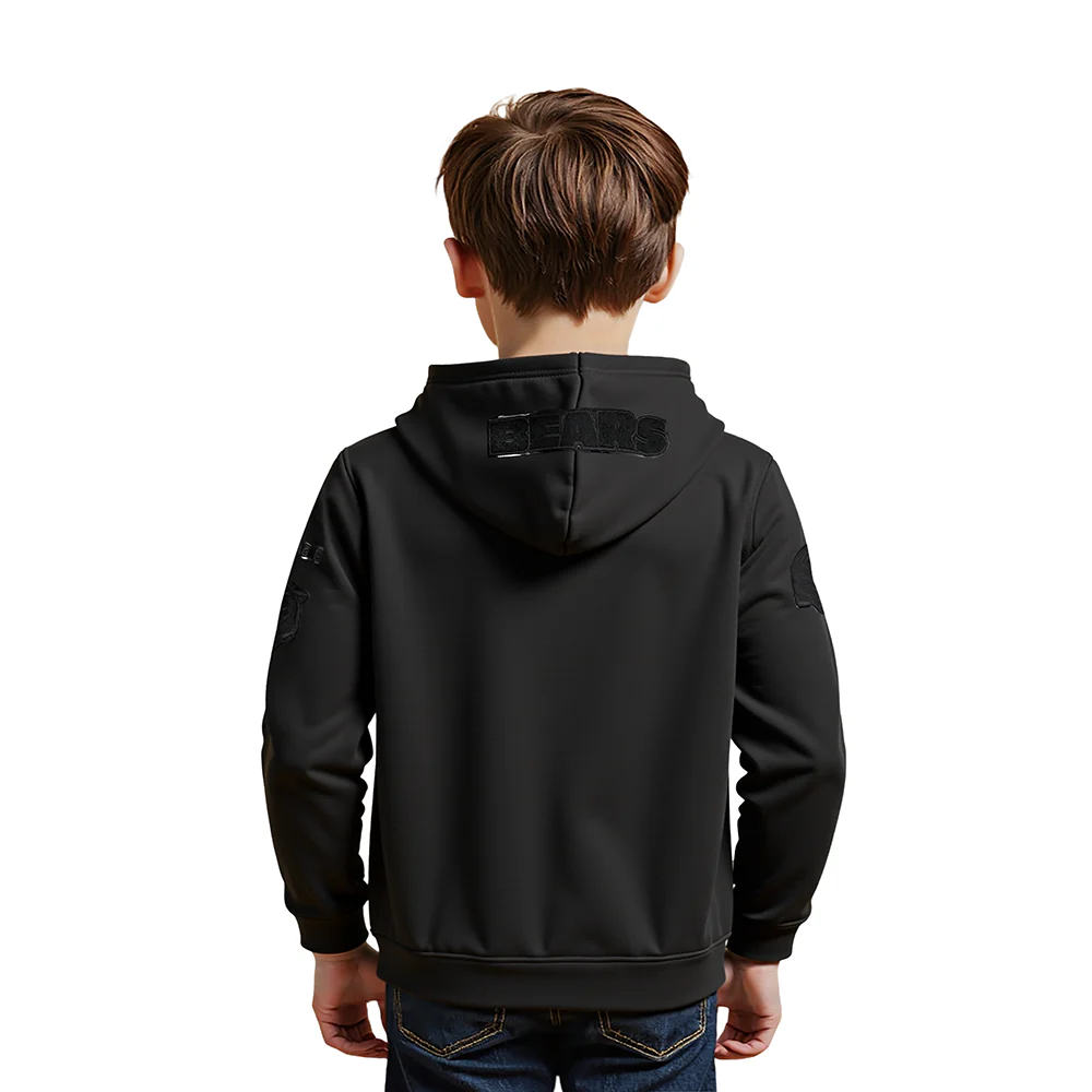 NFL CHICAGO BEARS TRIPLE BLACK LITTLE BOY'S FLC FZ HOODIE (BLACK) - Image 2