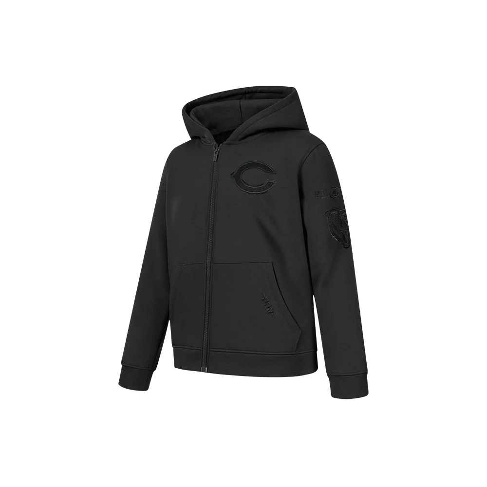 NFL CHICAGO BEARS TRIPLE BLACK LITTLE BOY'S FLC FZ HOODIE (BLACK) - Image 3
