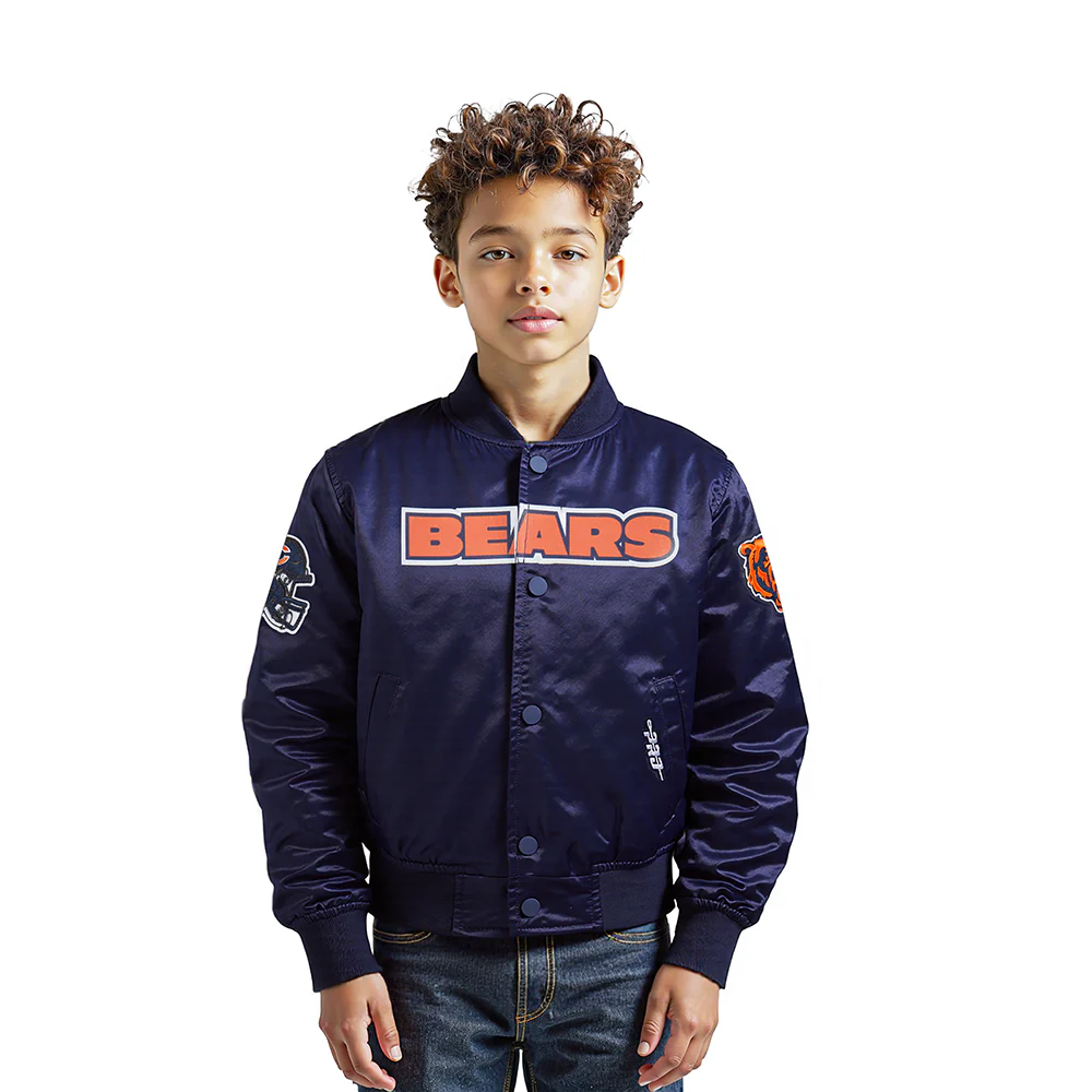 NFL CHICAGO BEARS CLASSIC LITTLE BOYS SATIN JACKET (MIDNIGHT NAVY) - Image 2