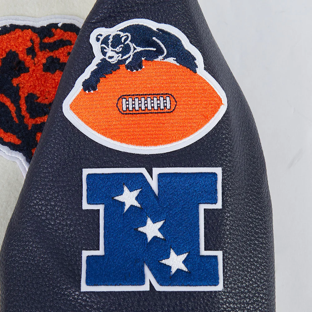 NFL CHICAGO BEARS RETRO CLASSIC LITTLE BOYS RIB WOOL VARSITY JACKET (EGGSHELL/ MIDNIGHT NAVY) - Image 10