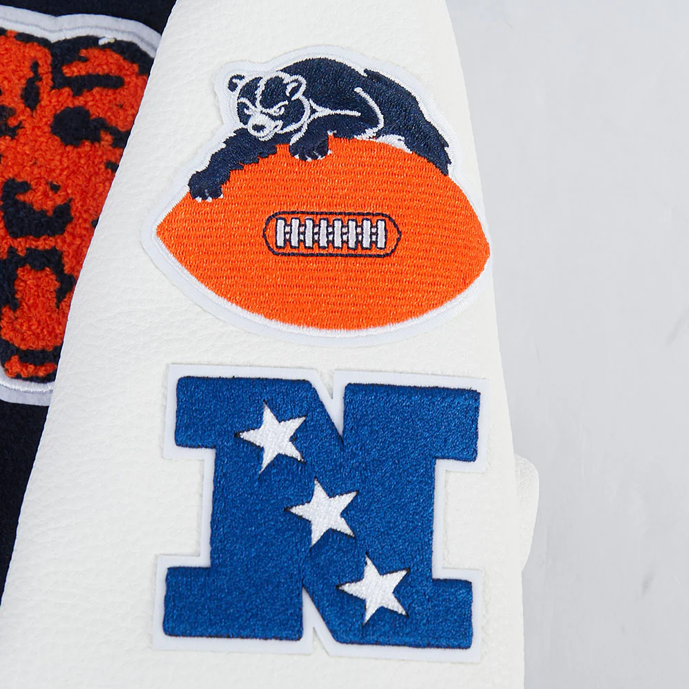 NFL CHICAGO BEARS RETRO CLASSIC LITTLE BOYS RIB WOOL VARSITY JACKET (MIDNIGHT NAVY/ORANGE/MIDNIGHT NAVY) - Image 10