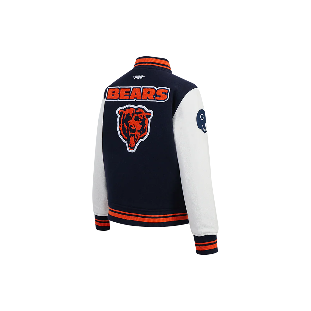 NFL CHICAGO BEARS RETRO CLASSIC LITTLE BOYS RIB WOOL VARSITY JACKET (MIDNIGHT NAVY/ORANGE/MIDNIGHT NAVY) - Image 4