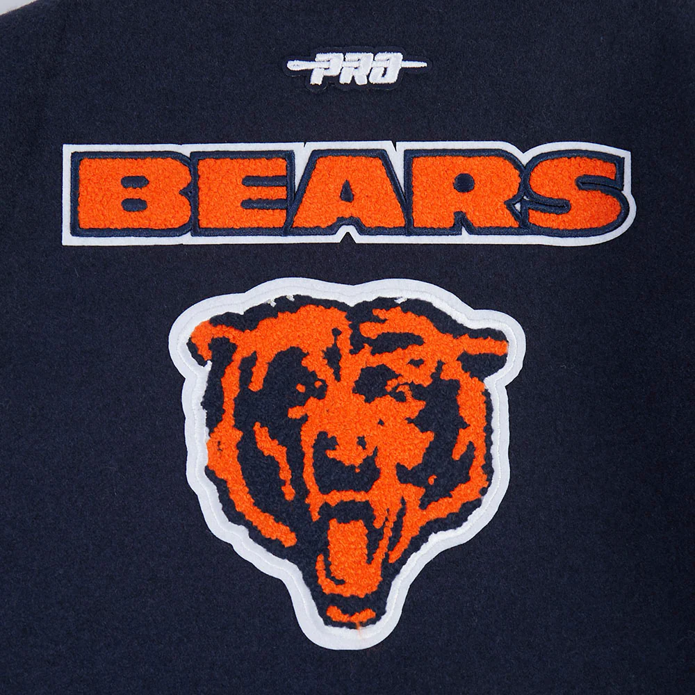 NFL CHICAGO BEARS RETRO CLASSIC LITTLE BOYS RIB WOOL VARSITY JACKET (MIDNIGHT NAVY/ORANGE/MIDNIGHT NAVY) - Image 5