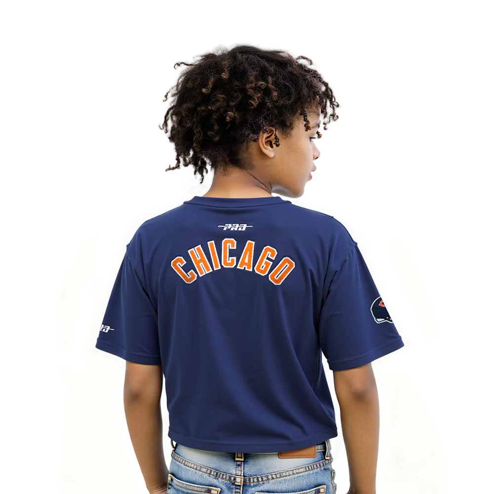 NFL CHICAGO BEARS CLASSIC LITTLE GIRLS SHORT SLEEVE BOXY TEE (MIDNIGHT NAVY) - Image 2