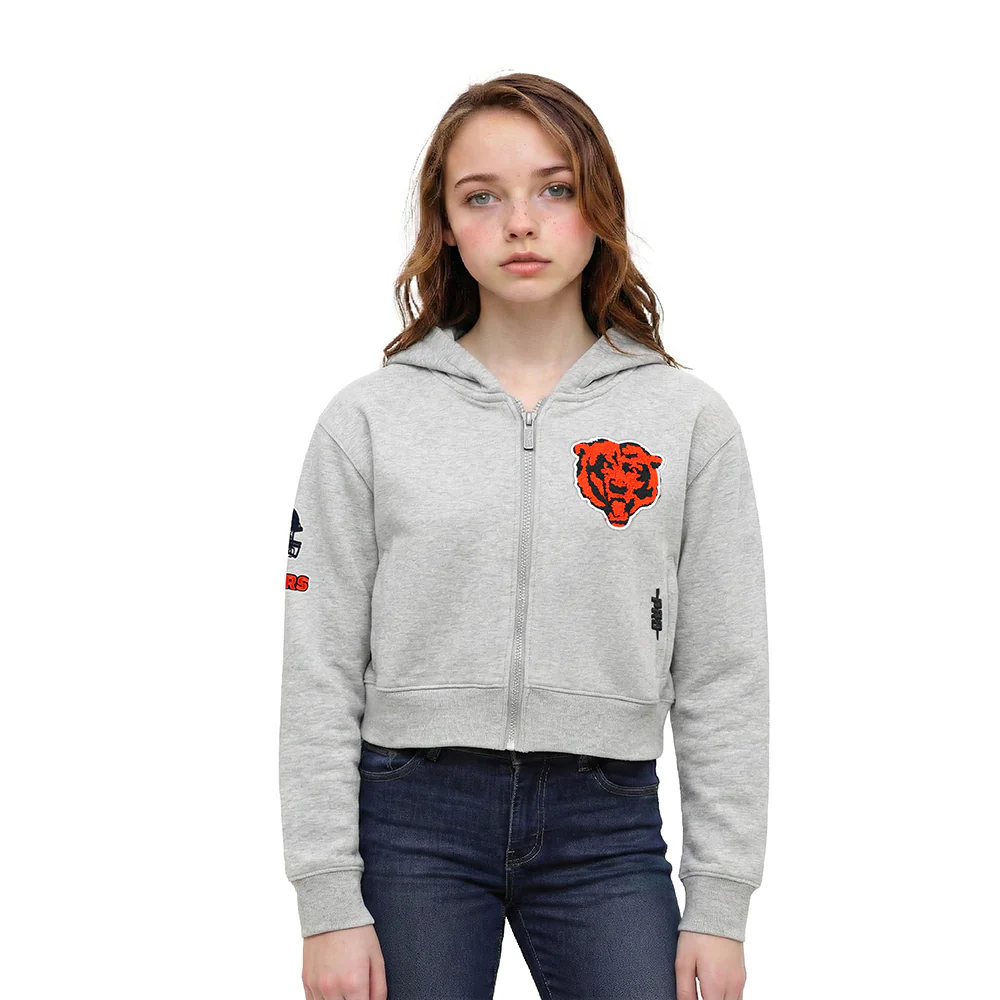 NFL CHICAGO BEARS CLASSIC LITTLE GIRL'S FLC FZ HOODIE (HEATHER GREY)