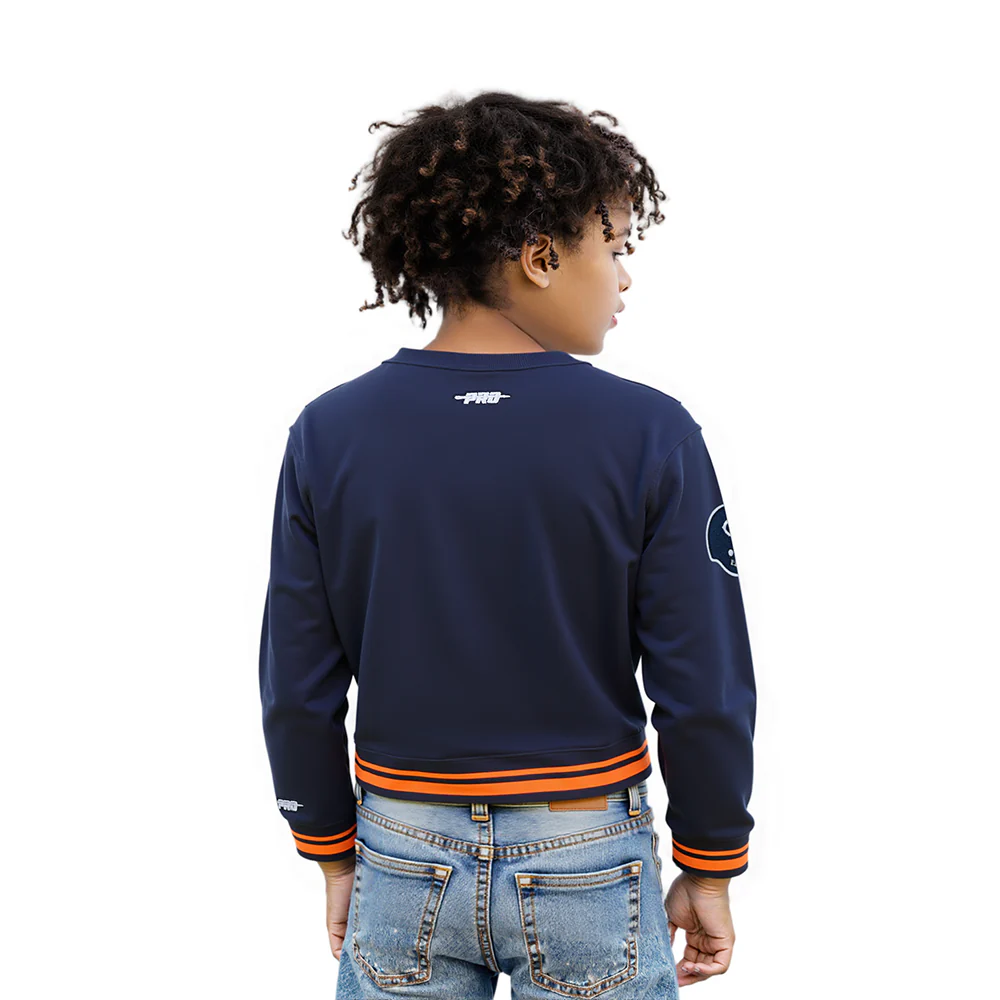 NFL CHICAGO BEARS RETRO CLASSIC LITTLE GIRLS RIB FLEECE CREWNECK (MIDNIGHT NAVY/ORANGE/MIDNIGHT NAVY) - Image 2