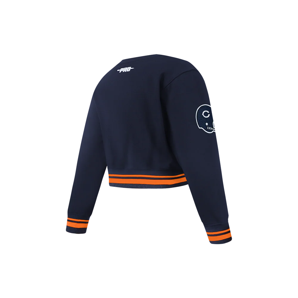 NFL CHICAGO BEARS RETRO CLASSIC LITTLE GIRLS RIB FLEECE CREWNECK (MIDNIGHT NAVY/ORANGE/MIDNIGHT NAVY) - Image 4