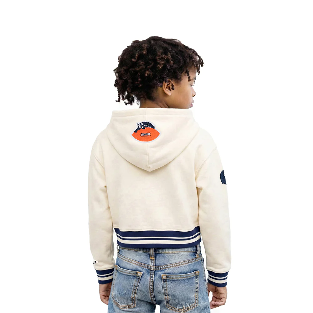NFL CHICAGO BEARS RETRO CLASSIC LITTLE GIRL'S RIB FLC PO HOODIE (EGGSHELL/ MIDNIGHT NAVY) - Image 2