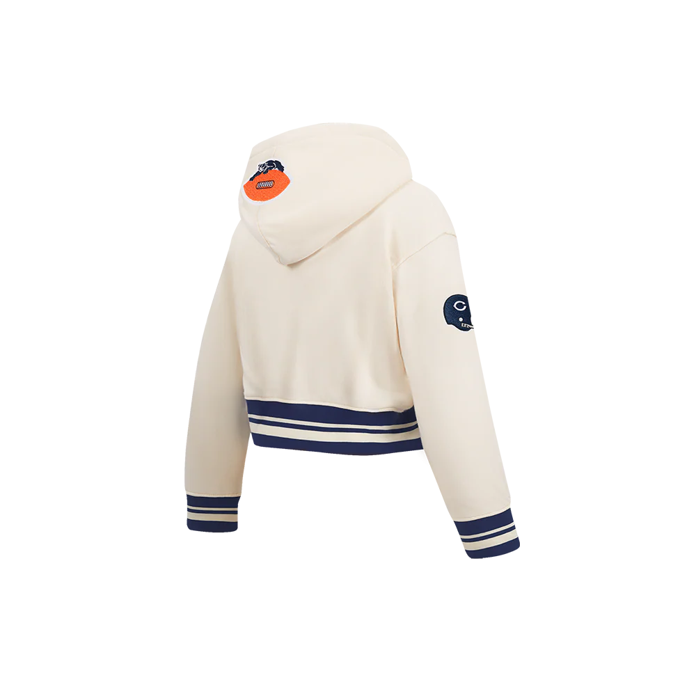 NFL CHICAGO BEARS RETRO CLASSIC LITTLE GIRL'S RIB FLC PO HOODIE (EGGSHELL/ MIDNIGHT NAVY) - Image 4