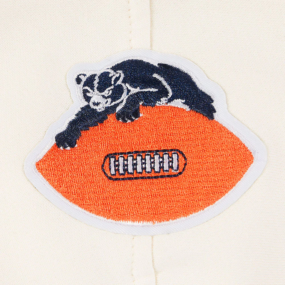 NFL CHICAGO BEARS RETRO CLASSIC LITTLE GIRL'S RIB FLC PO HOODIE (EGGSHELL/ MIDNIGHT NAVY) - Image 7