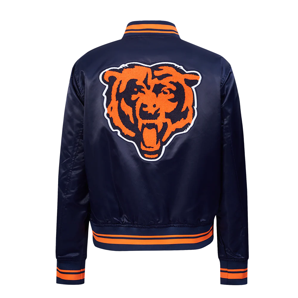 NFL CHICAGO BEARS MASHUP WOMEN'S RIB SATIN JACKET (MIDNIGHT NAVY/ORANGE/MIDNIGHT NAVY) - Image 3