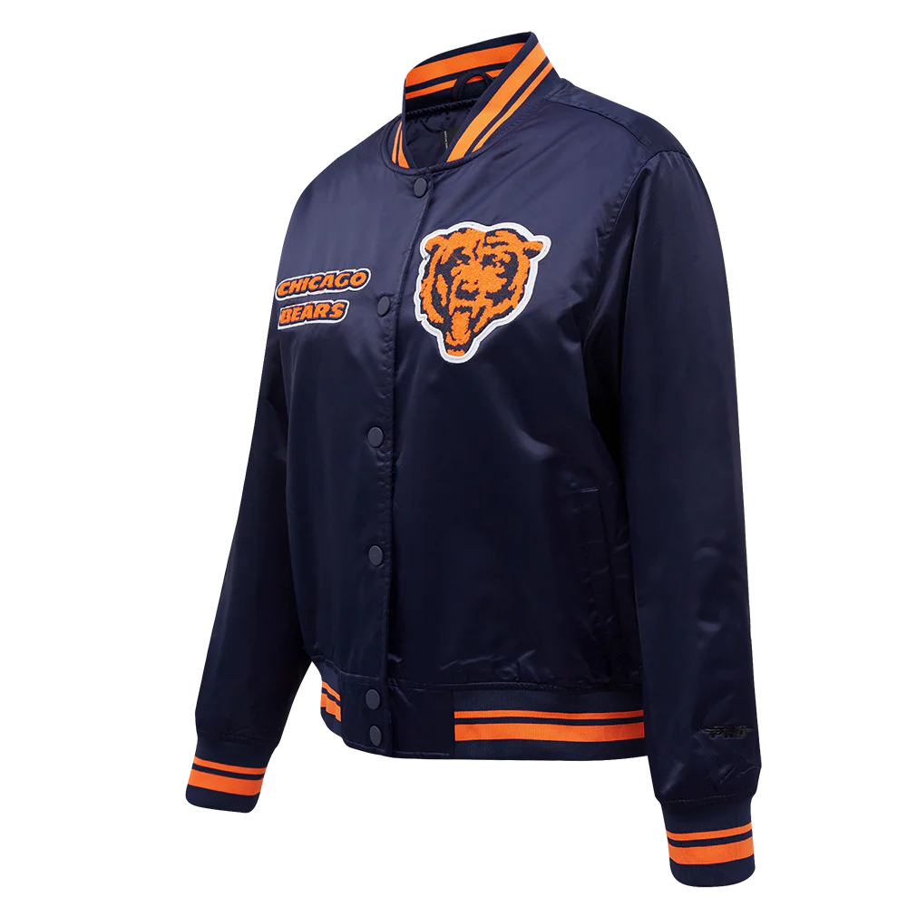 NFL CHICAGO BEARS RETRO CLASSIC WOMEN'S RIB SATIN JACKET (MIDNIGHT NAVY/ORANGE/MIDNIGHT NAVY) - Image 2