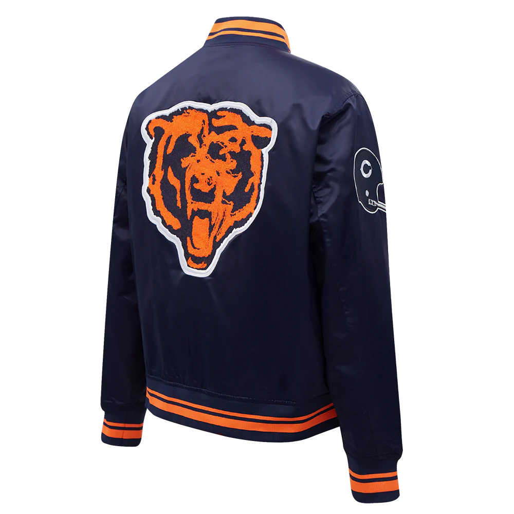 NFL CHICAGO BEARS RETRO CLASSIC WOMEN'S RIB SATIN JACKET (MIDNIGHT NAVY/ORANGE/MIDNIGHT NAVY) - Image 3