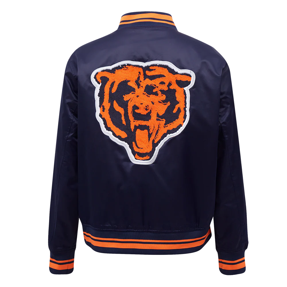NFL CHICAGO BEARS RETRO CLASSIC WOMEN'S RIB SATIN JACKET (MIDNIGHT NAVY/ORANGE/MIDNIGHT NAVY) - Image 4