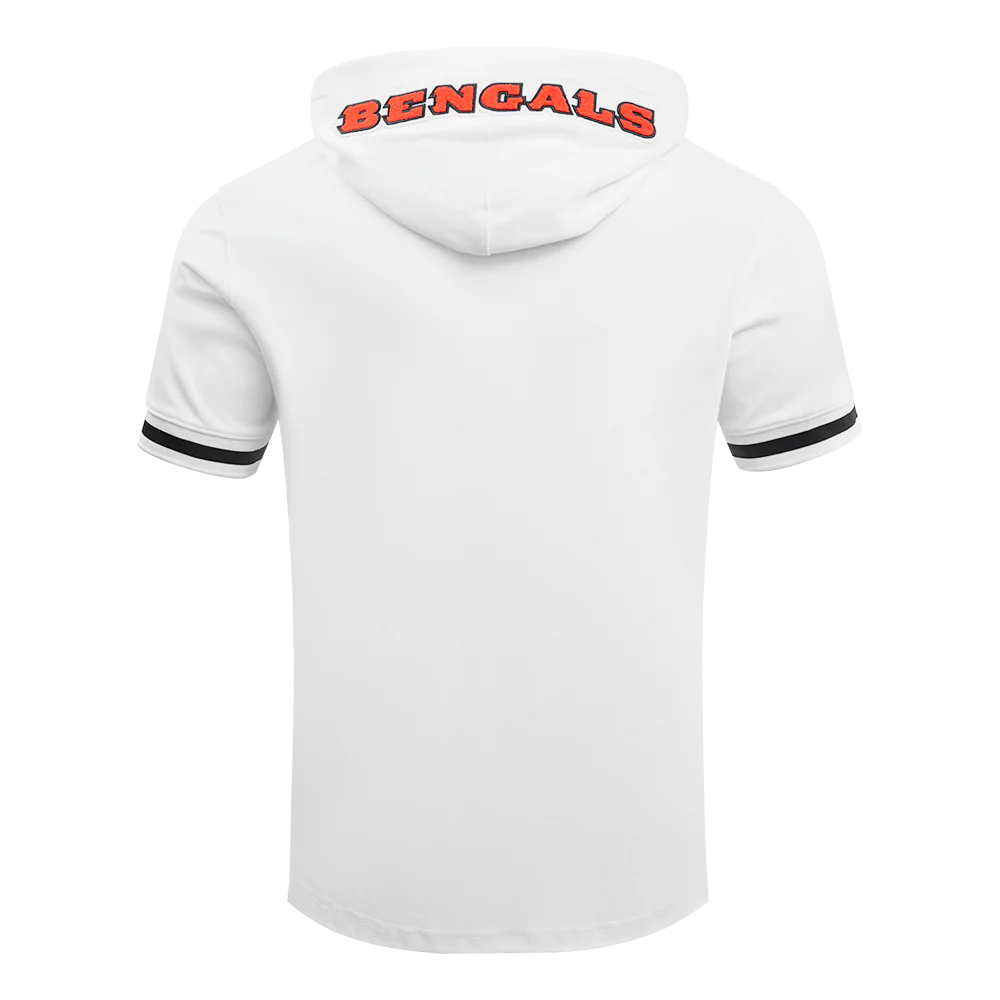 NFL CINCINNATI BENGALS JOE BURROW #9 MEN'S SHORT SLEEVE PULLOVER HOODIE (WHITE/BLACK) - Image 3