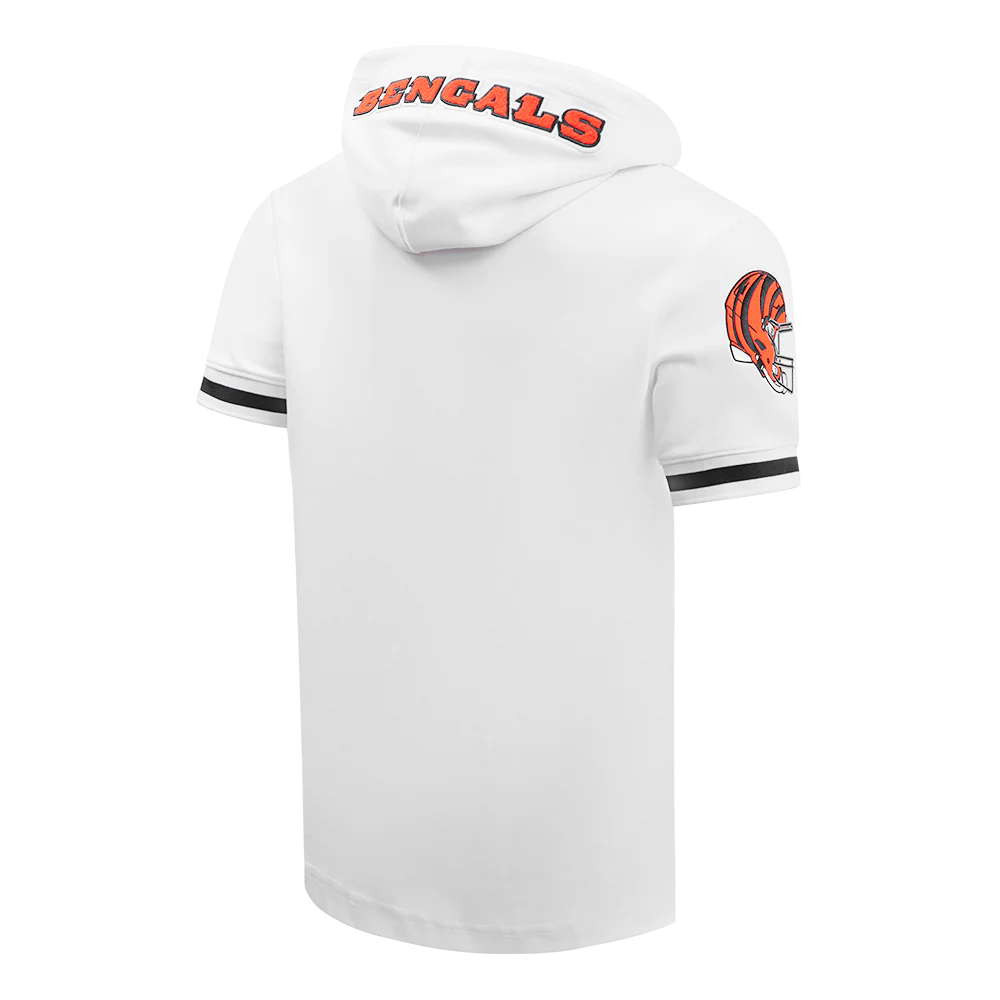 NFL CINCINNATI BENGALS JOE BURROW #9 MEN'S SHORT SLEEVE PULLOVER HOODIE (WHITE/BLACK) - Image 4