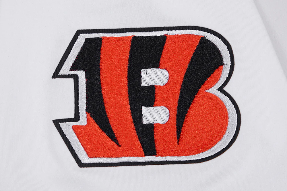 NFL CINCINNATI BENGALS JOE BURROW #9 MEN'S SHORT SLEEVE PULLOVER HOODIE (WHITE/BLACK) - Image 7