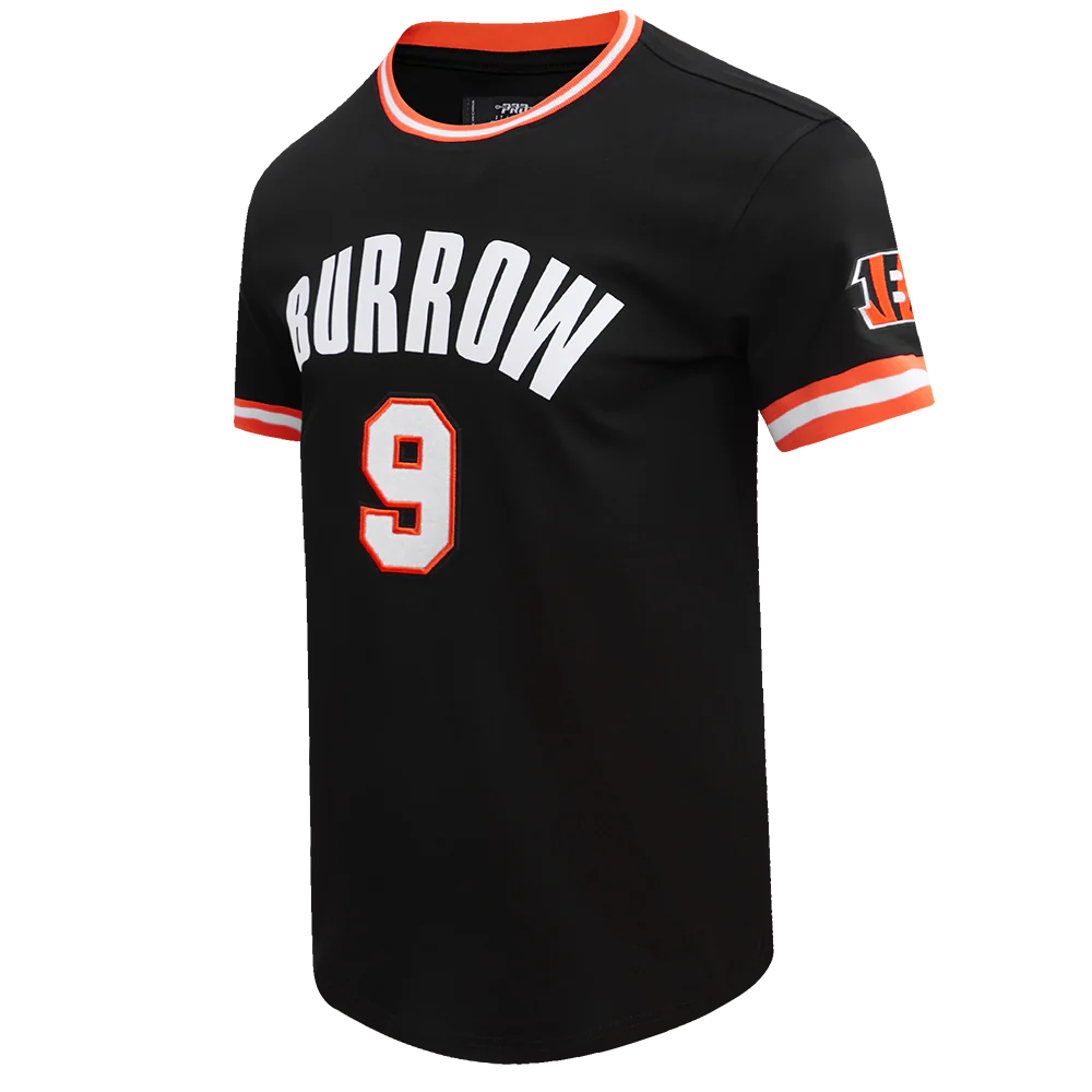 NFL CINCINNATI BENGALS JOE BURROW #9 MEN'S TEE (BLACK/ORANGE) - Image 2