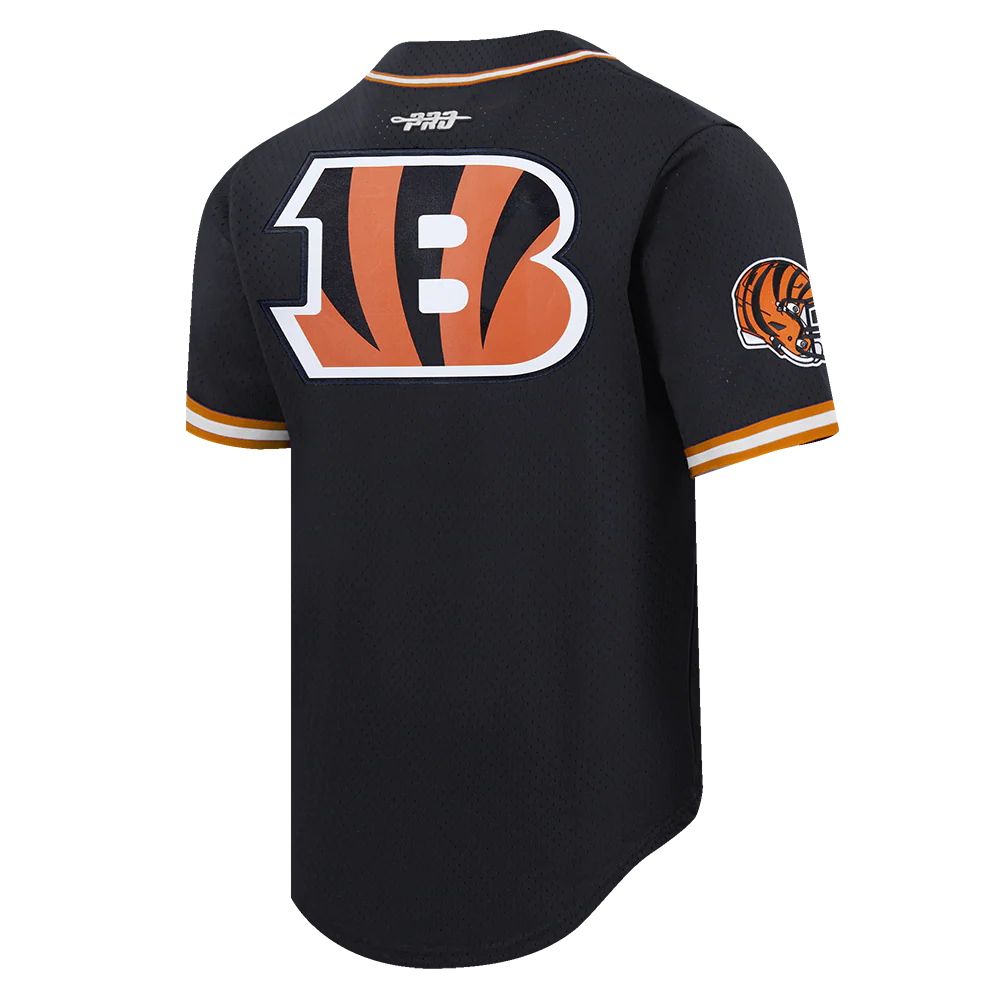 NFL CINCINNATI BENGALS MESH MEN'S BUTTON UP SHIRT (BLACK/ORANGE) - Image 4