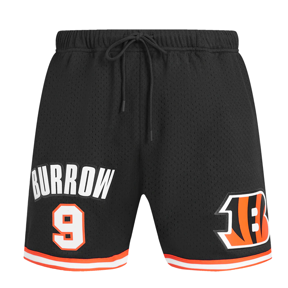 NFL CINCINNATI BENGALS JOE BURROW #9 MESH MEN'S SHORT (BLACK/ORANGE) - Image 2