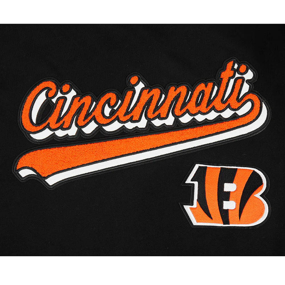 NFL CINCINNATI BENGALS SCRIPT TAIL MEN'S RIB FLC PO HOODIE (BLACK/ORANGE) - Image 8