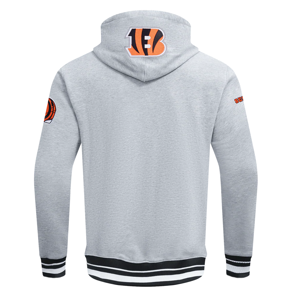 NFL CINCINNATI BENGALS SCRIPT TAIL MEN'S RIB FLC PO HOODIE (HEATHER GRAY/BLACK) - Image 7