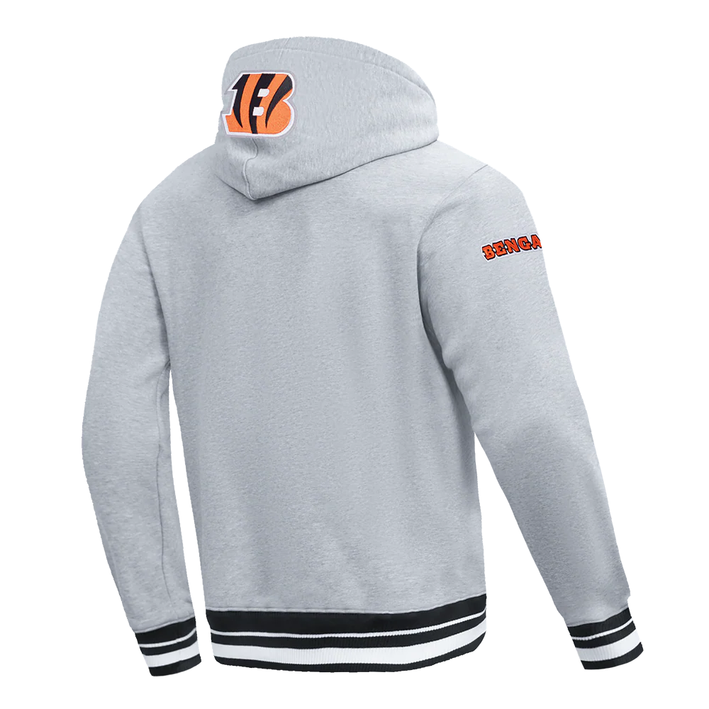 NFL CINCINNATI BENGALS SCRIPT TAIL MEN'S RIB FLC PO HOODIE (HEATHER GRAY/BLACK) - Image 8