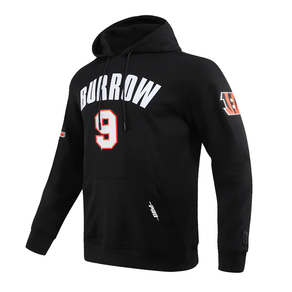 NFL CINCINNATI BENGALS JOE BURROW #9 MEN'S PULLOVER HOODIE (BLACK) - Image 4