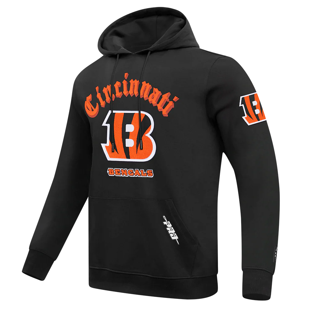 NFL CINCINNATI BENGALS OLD ENGLISH MEN'S PO HOODIE (BLACK) - Image 2