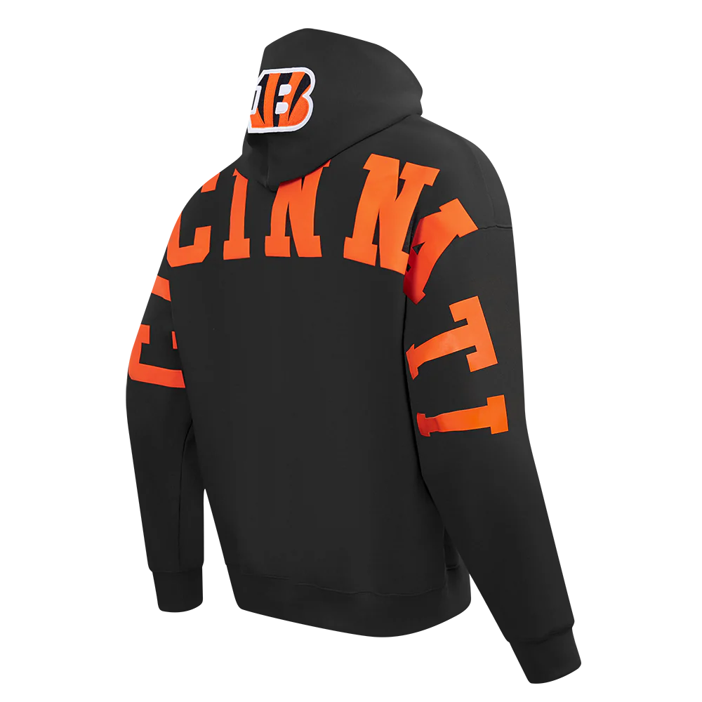NFL CINCINNATI BENGALS WINGSPAN MEN'S DROP SHOULDER FLC PO HOODIE (BLACK) - Image 6