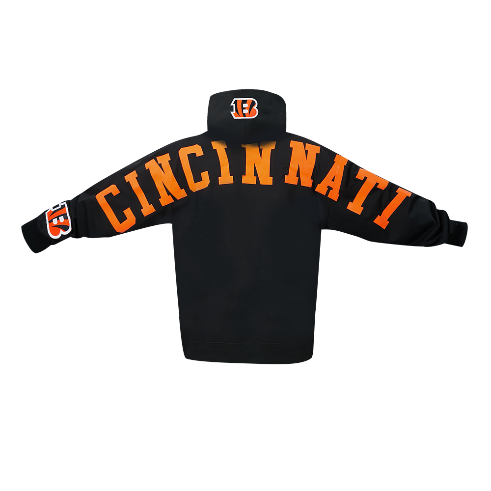 NFL CINCINNATI BENGALS WINGSPAN MEN'S DROP SHOULDER FLC PO HOODIE (BLACK) - Image 7