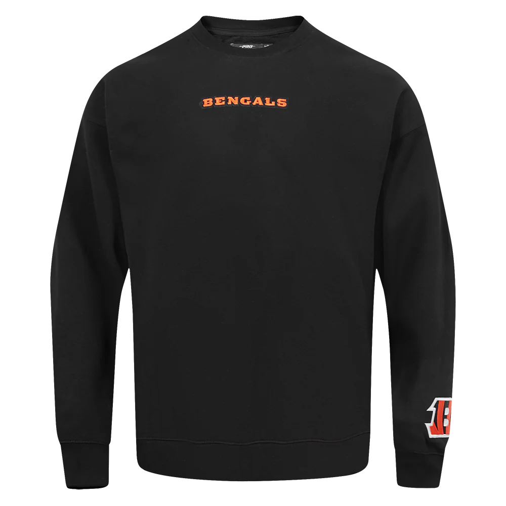 NFL CINCINNATI BENGALS WINGSPAN MEN'S DROP SHOULDER FLC CREWNECK (BLACK) - Image 3