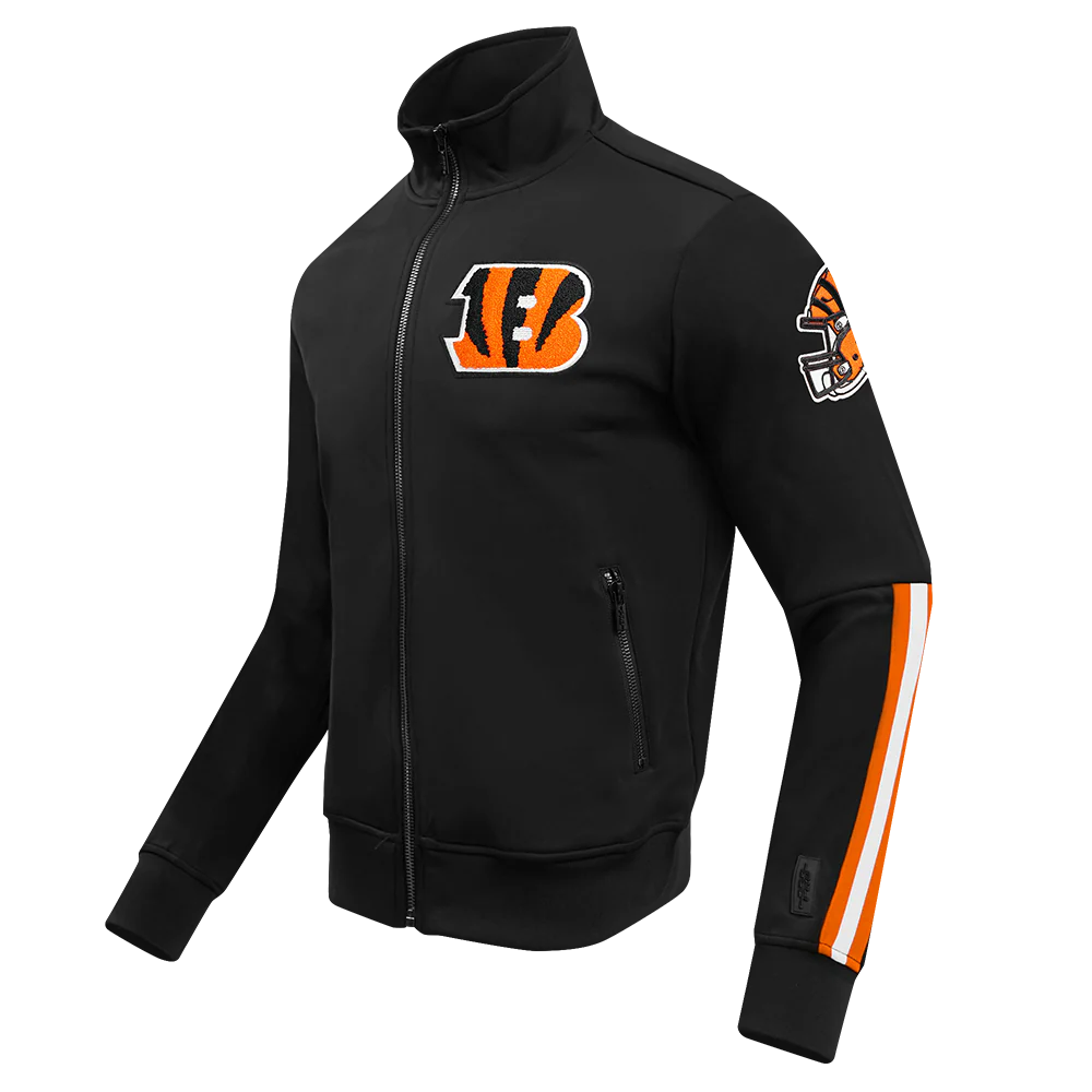 NFL CINCINATTI BENGALS CLASSIC MEN'S DOUBLE KNIT TRACK JACKET (BLACK) - Image 2