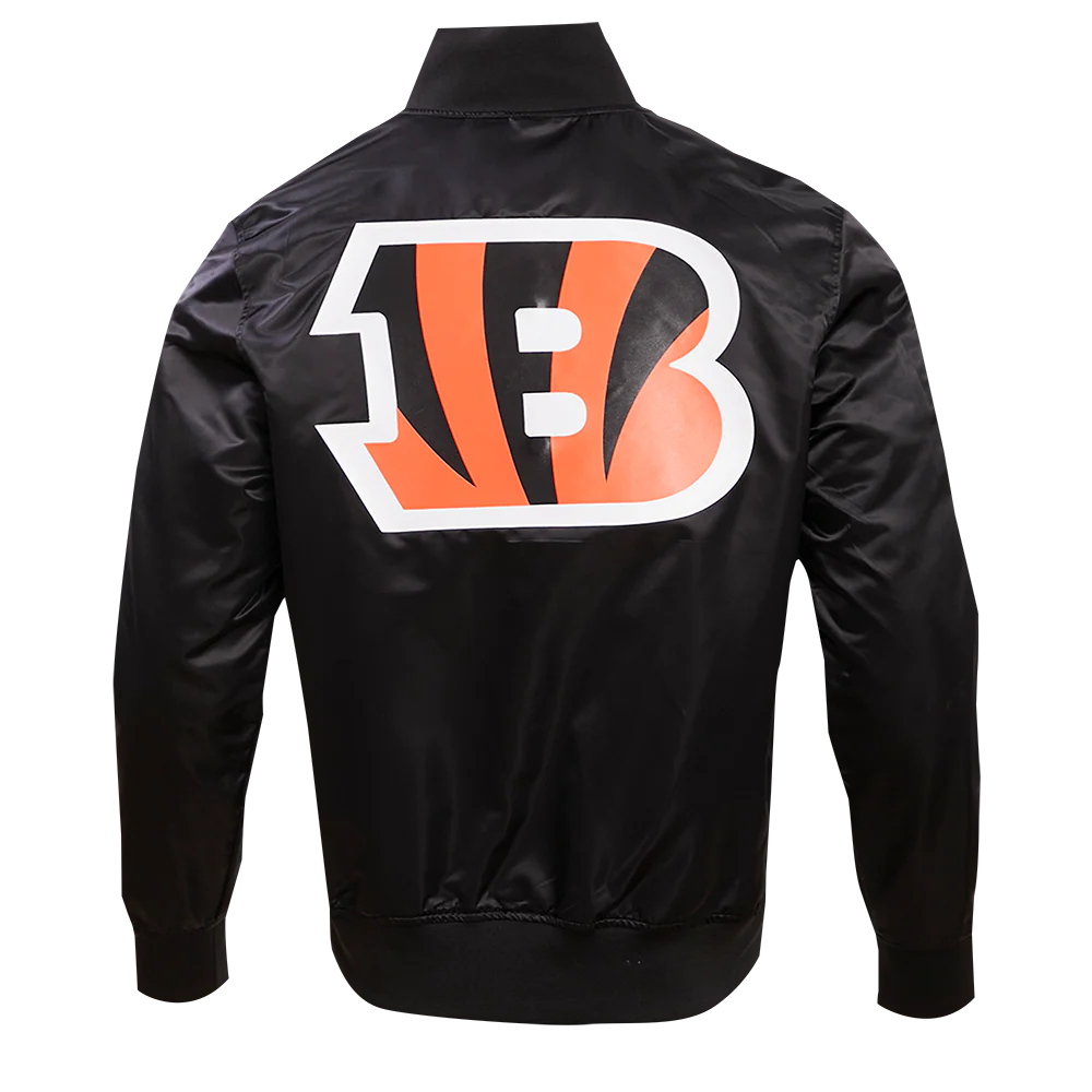 NFL CINCINNATI BENGALS BIG LOGO MEN'S SATIN JACKET (BLACK) - Image 3