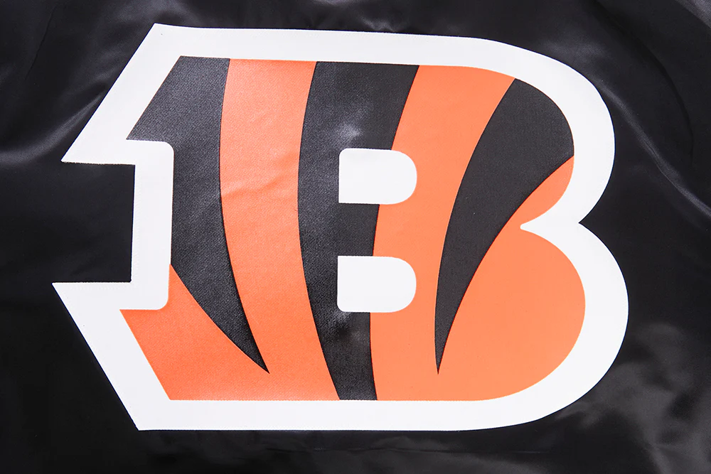 NFL CINCINNATI BENGALS BIG LOGO MEN'S SATIN JACKET (BLACK) - Image 5