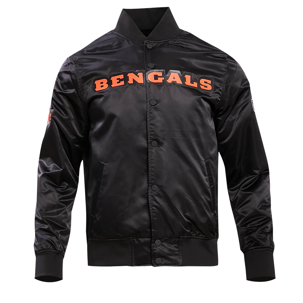 NFL CINCINNATI BENGALS BIG LOGO MEN'S SATIN JACKET (BLACK) - Image 9
