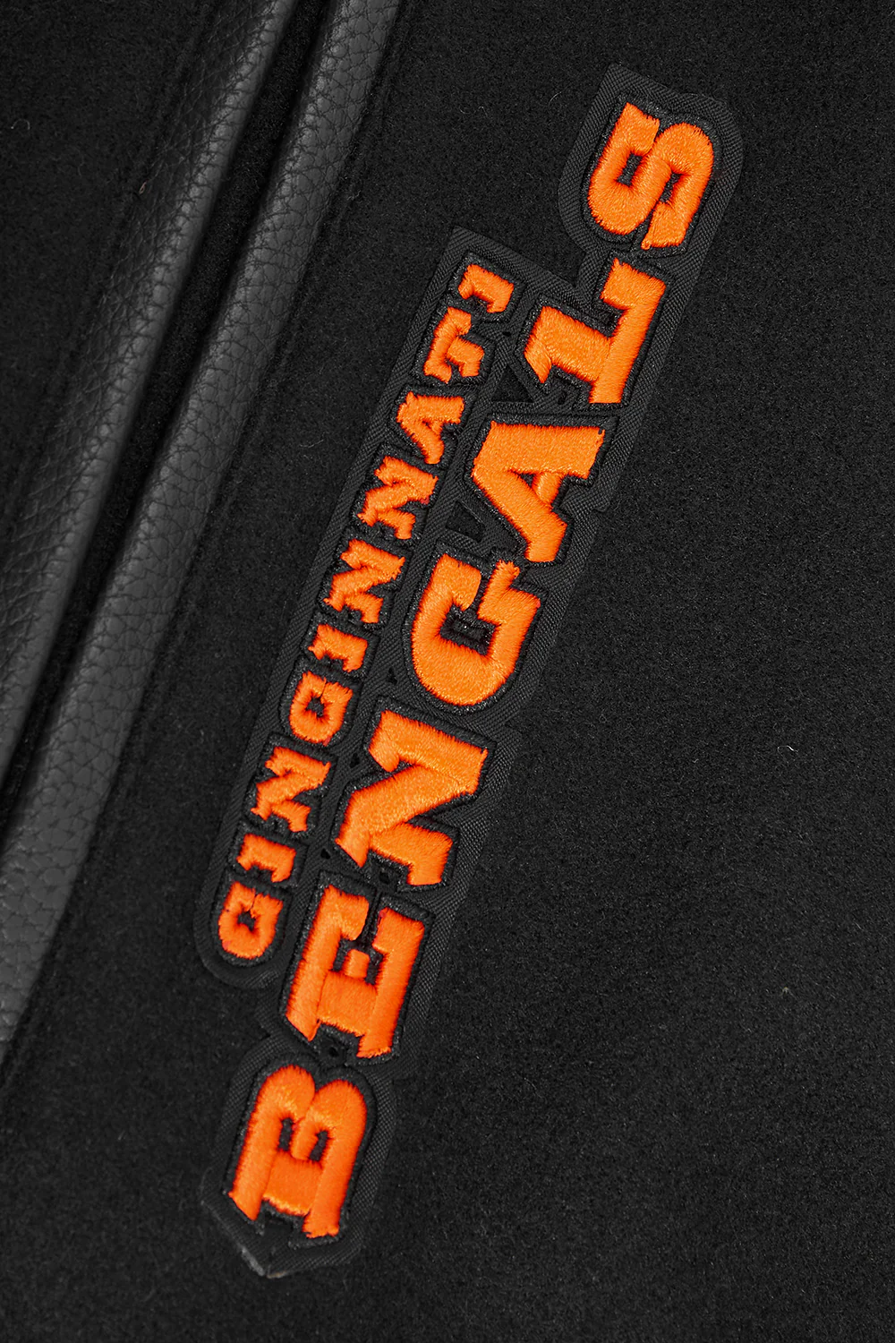 NFL CINCINNATI BENGALS MASHUP MEN'S RIB WOOL VARSITY JACKET (BLACK/ORANGE) - Image 6