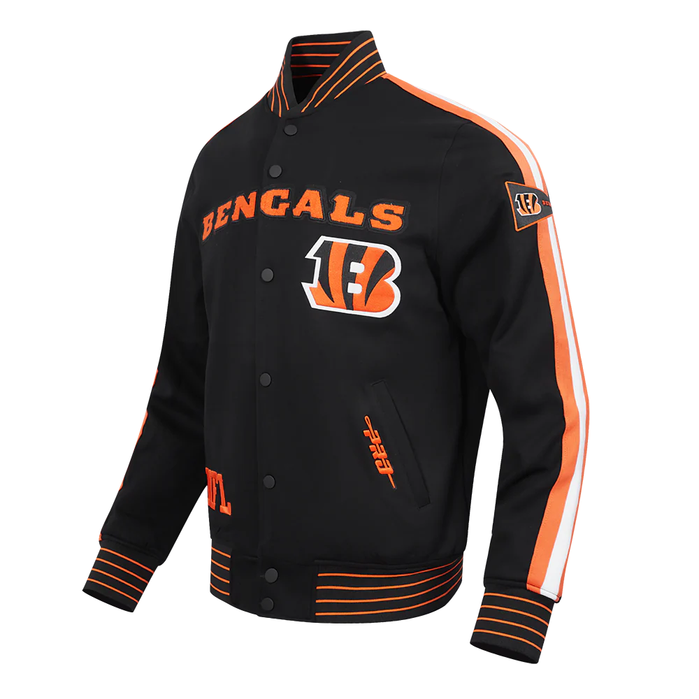 NFL CINCINNATI BENGALS PRO GAME DAY MEN'S DBL KNIT JACKET (BLACK/ORANGE/WHITE) - Image 3