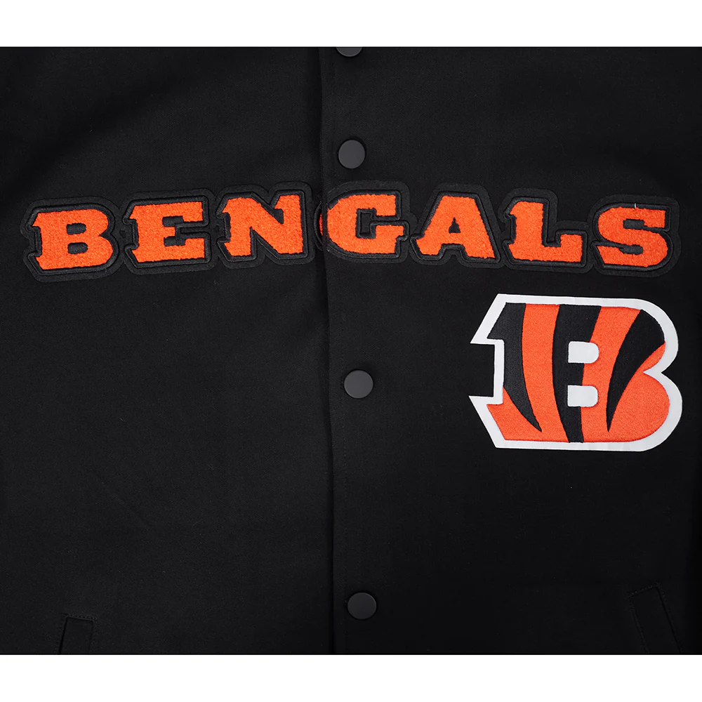 NFL CINCINNATI BENGALS PRO GAME DAY MEN'S DBL KNIT JACKET (BLACK/ORANGE/WHITE) - Image 5
