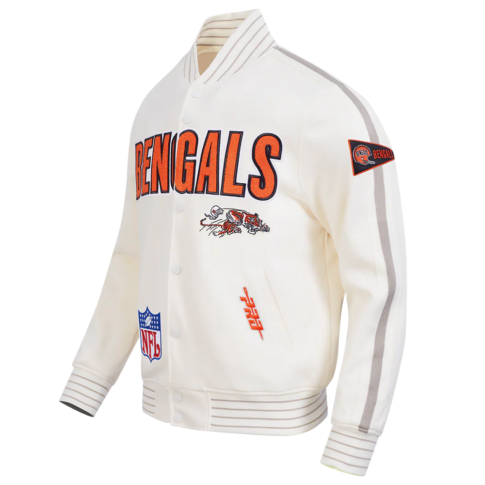 NFL CINCINNATI BENGALS PRO GAME DAY MEN'S RETRO JACKET (EGGSHELL/TAUPE/EGGSHELL)