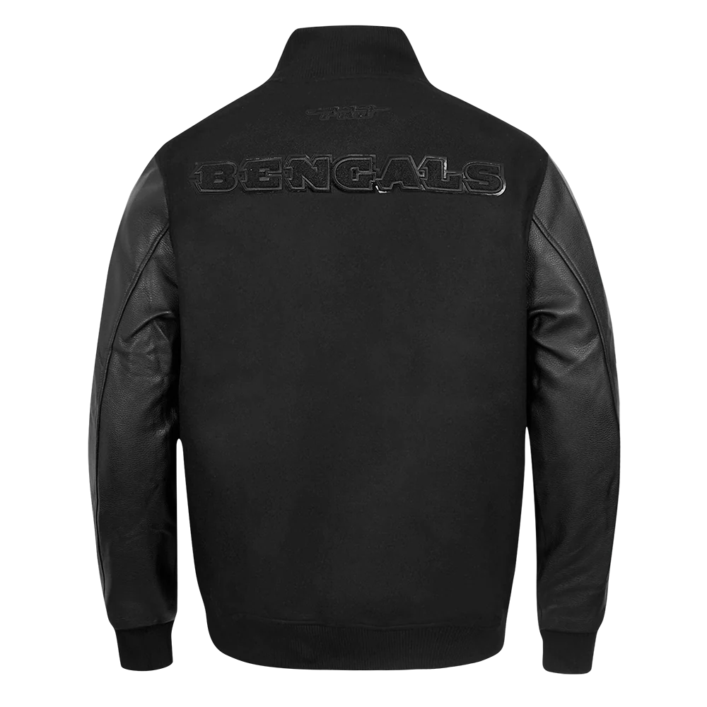 NFL CINCINNATI BENGALS TRIPLE BLACK MEN'S WOOL VARSITY JACKET (TRIPLE BLACK MEN'S) - Image 3