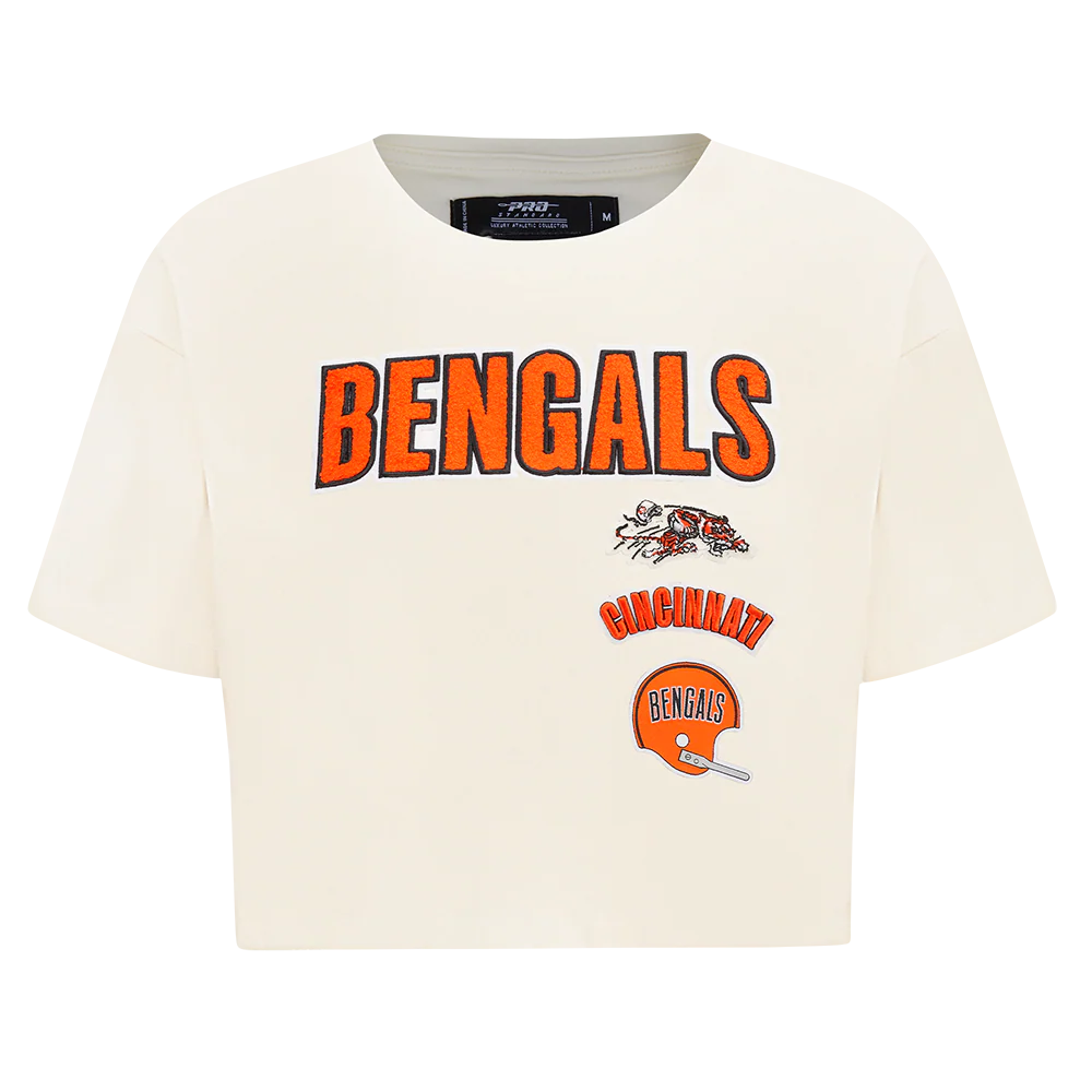 NFL CINCINNATI BENGALS RETRO CLASSIC WOMEN'S BOXY TEE (EGGSHELL)