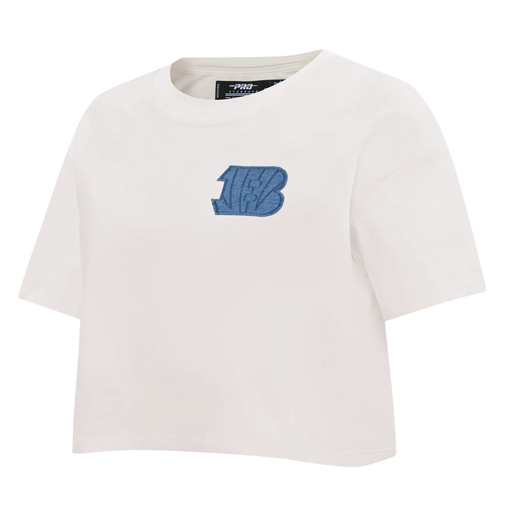 NFL CINCINNATI BENGALS VARSITY BLUES WOMEN'S  SJ BOXY TEE (LINEN) - Image 4
