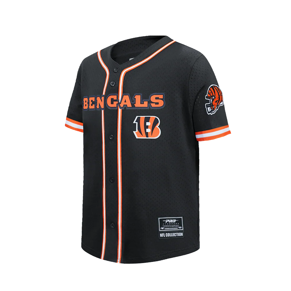 NFL CINCINNATI BENGALS CLASSIC BIG BOY'S MESH BUTTON DOWN SHIRT (BLACK/ORANGE) - Image 3