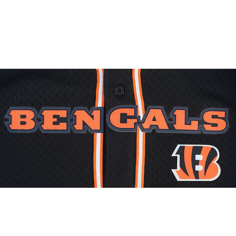 NFL CINCINNATI BENGALS CLASSIC BIG BOY'S MESH BUTTON DOWN SHIRT (BLACK/ORANGE) - Image 8
