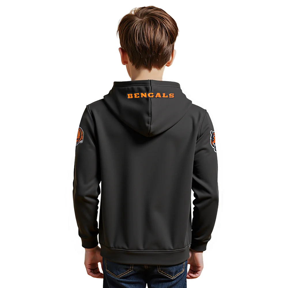 NFL CINCINNATI BENGALS CLASSIC BIG BOY'S FLC FZ PO HOODIE (BLACK) - Image 2