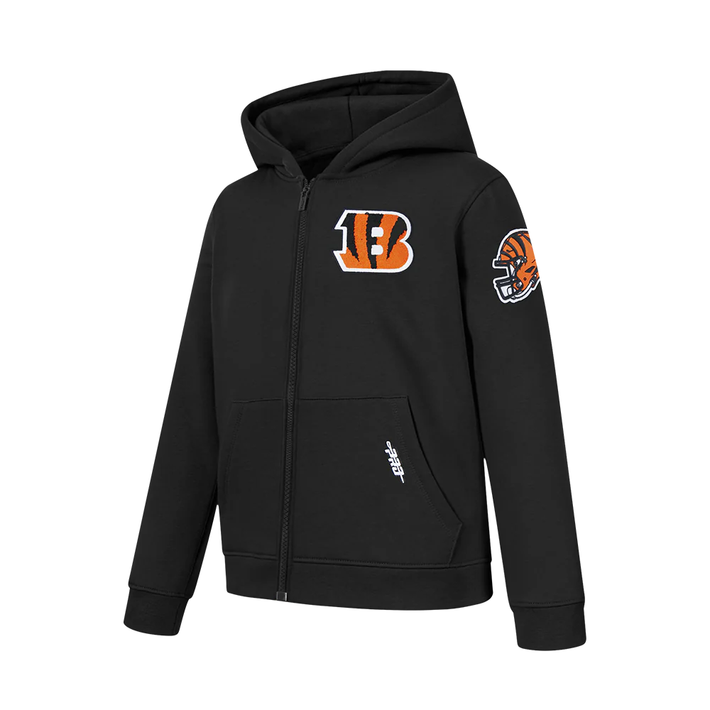NFL CINCINNATI BENGALS CLASSIC BIG BOY'S FLC FZ PO HOODIE (BLACK) - Image 3